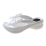 Big Bowknot Wedge Flip Flops for Women Summer 2023 Clip Toe Platform Sandals Woman Thick Sole Non Slip Beach Slide