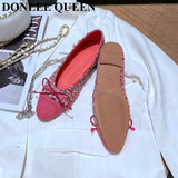 Brand Mixed Color Flats Shoes Women Slip On Casual Ballerina Soft Loafer Female Bow Knot Shoes Office Zapatillas De