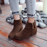 Ankle Boots Winter Shoes For Women Flat Heel Zipper Boots-Women Round Toe Low 2024 Rubber Over-the-Knee Ladies Autumn PU