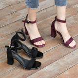 Women 2023 Summer Fashion Sandals Medium High Heel Block Heel Sandals Outdoor Fashion Sandals Women Heels Black Red