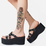 Brand New Gothic Style Vampire Cosplay Platform Wedges Woman Shoes Sandals 2023 Summer Women Shoes Slipper
