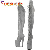 Peep Toe Boots Pole Dance Boots Stripper High Heels Women Sexy Show Shoes Party Club 20 CM Heels Platform ZIP Lace-Up