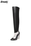 Women Winter Transparent Over The Knee Boots Woman Pointed Toe 12CM Crystal High Heel Pump Fashion Silver Ladies