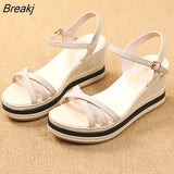 New Fashion Women Wedge Sandals Summer Platform Sandals Buckle Strap Open Toe Platform Casual Shoes Ladies