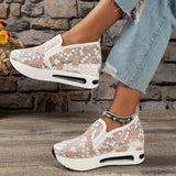 Embroidery Mesh Sneaker for Women 2023 Slip On Breathable Platform Sneakers Woman Plus Size Thick Bottom Loafers