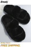 Women Fluffy Slippers Winter Warm Slippers Woman Flat Platform Slippers High Quality Furry Faux Fur Slides for Women