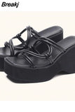 High Heels Women Sandals Summer Hot Fashion Ankle Buckle Single Shoes Korean Style Simply Retro Muffin Bottom
