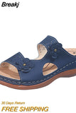 Women's Sandals 2023 Summer Handmade Wedge Slippers Ladies Shoes Leather Floral Sandals Women Flats Retro Style Shoes