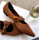 Weaving Bowknot Pointy Toe Ballet Shoes Women Cozy Flats Pregnant Shoes Breath Mixed Color Shallow Knitted Ballerina