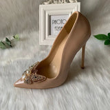 Glitter Bow Women Satin Pointy Toe High Heels Slip On Party Wedding Shoes Gorgeous Stiletto Pumps Size 33-45