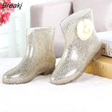 Boots Camellia Rain Boots Non-slip Water Shoes Fashion Rubber Shoes Short Tube Water Boots Cute Women's Boots Women
