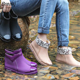 Fashion Women Rain Boots Non-slip Ankle Rainboots Walking Work Waterproof Rain Shoes Home Garden Ladies Work