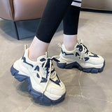 2023 New Spring Women's Chunky Platform Sneakers Lace Up Casual Sports Shoes Woman Fashion Thick Bottom Walking