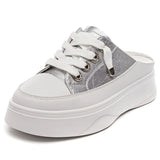 for Women Summer Sandals New Korean Version of No Heel Thick Bottom Pedal Platform Flats Women's White Shoes