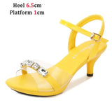 Women Shoes 2023 Summer New Candy Color Open Toe Sandals 11CM Shining Diamond Stiletto Shoes Female Sexy Transparent High