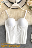 Sexy women's corset bustier bra black white push up bralet top Night out club party cropped