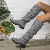 Breakj Folded Boots Women's Belt Buckle Boots But Knee Pile Boots Thick And Thin