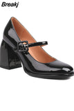 Heeled Mary Jean Pumps 2023 New Fashion Korean Style Sweet Cute Women Pumps Spring Summer Buckle Strap Element