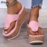 Women Summer Flip Flops Shoes Female Wedge Platform Sandal 2023 Ladies 7.5cm Thick Bottom Casual Slippers Shoe Black Pink