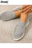 Leather Nude Suede Flat Shoes Women Loafers Summer Walk Moccasin Metal Lock Tassel Soft Sole Mules Causal Slip on