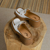 Women's Sneakers With Platform Shoes Thick Sole 2023 Casual Leather Low Fabric Mules Rubber Concise Square Toe Rome