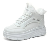 shoes Winter boots fashion round head sports shoes keep warm thick bottom plus velvet lace-up casual running women's