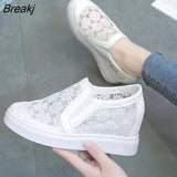 Women Shoes 2023 Spring Summer Wedges Shoes for Women Black White Breathable Lace Flower Sneakers Women Loafers