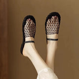 Breakj Street High-Value Net Woven Bun Head Drag Summer New Simple Word With Round Head Flat Cool