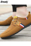 Men Casual Shoes Brand Breathable British Mens Sneakers 2023 Fashion Lace Up Soft Flats Driving Shoes all match peas