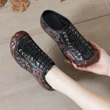 Mother Shoe Hole Hole Front Tie Baotou Deep Mouth Women's Shoes Leather Soft Sole With Wear-Resistant Soft Sole
