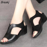 Summer Women Sandals Zipper Wedge Sandals Plus Size Sandals Flat Women Shoes Sandals Ladies Roman Sandals Zapatos De
