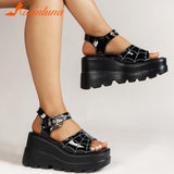 Design 2023 New Summer Platform Wedges Sandals For Women Gothic Punk Buckle Comfy Fashion Sandals Woman Shoes Big Size