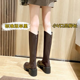 Boots Children's Long Boots Thick Heels Autumn And Winter V Mouth Small, Thin, High-Heeled, Thick-Soled Boots, High-Legged Knight