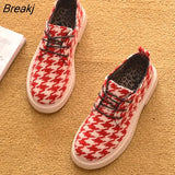Fashion Women Shoes Spring Autumn Casual Shoes Plaid Women Flats Brand Ladies Ankle Botas