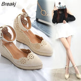 Summer Shoes Women High Heels Sandals Retro Ethnic Brand Women Wedges Sandals Elegant Ladies Wedge Heels 10cm