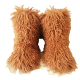 Hot Women Warm Fluffy Leather Boot Winter Plush Artificial Fur Snow Boot Outdoor Antiskid Shoe Mujer Platform Cotton