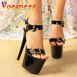 Summer Platform Sandals For Women T-Runway Style High Heels Fashion Buckle Design Stilettos Night Club Pole Dancing