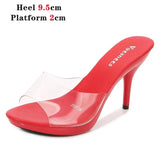 For Women 2023 Summer New Fashion Design Transparent Thin Heel Party Shoes 9.5cm High Heels Ladies Open Toe