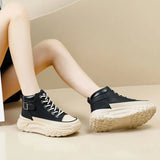 Women High Top Boots 2024 Spring Lace-up Platform Sneakers Non-slip Sneakers Comfy Outdoor Running Shoes Casual Tenis De
