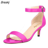 Fashion Multicolour Open Toe Ankle Strap Women Sandals Sexy High Heels Lady Shoes Buckle 5cm Low Heel