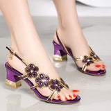 Women's Sandals 2024 New High-Heeled White Crystal Wedding Shoes With Diamond Cheongsam Open Toe Bohemiaro Size