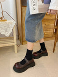 Women's Shoes Platform Autumn Oxfords Female Footwear Clogs Fall Retro Leather Dress Summer Fabric Mary Janes Basic Rome