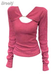 Color Suit Slim Casual Short Vest + Long Sleeve Crop Tops Korean Fashion Knitted Clothing 2 Piece Set Woman 2023