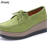 Women Platform Shoe Leather Suede Plush Slip on Sneakers Casual Tassel Fringe Loafers Moccasins Summer Female