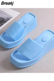 Sole Wedges Flip Flops for Women 2023 Summer Clip Toe Platform Sandals Woman Non Slip Beach Slippers High Heel