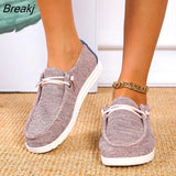 Autumn Fashion Canvas Shoes for Women Flat Round Toe Slip on Casual Shoes Comfortable Light Outdoor Sport Running