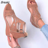 New Summer Women Fashion Sandlas Outdoor Sports Wedge Fish Mouth Opened Toe Height Increase Comfortable Light