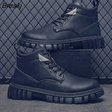 Early Winter Shoes Men Ankle Boots Thick Sole Non-slip Single Brand Male Footwear