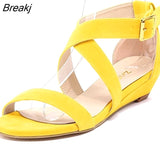 Women's Platform Wedge Sandals Simple Style Casual Pointed Toe High Heels Velvet Wedges Work Shoes 308-2