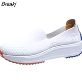 women summer pumps low heels wedges breathable mesh slip on sneakers plus size shoes woman